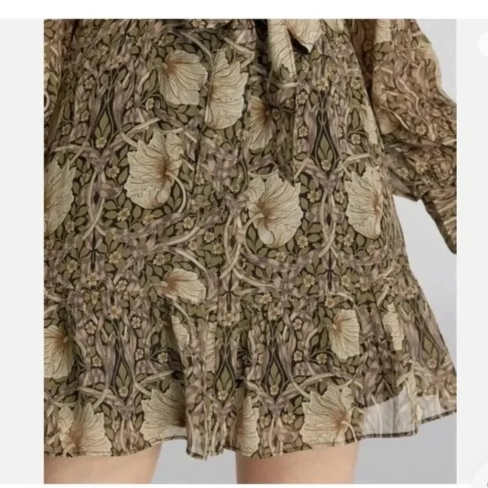 Morris & Co x PAIGE Vittoria Pimpernel 100% Silk Mini Dress Size L - Picture 12 of 12